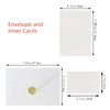 White envelope and inner cards with a gold pearl laser cut design.