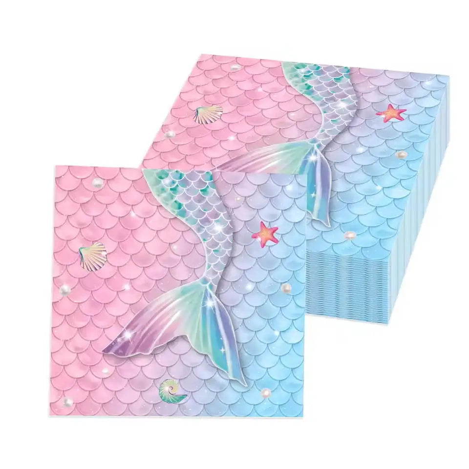 Purple Mermaid Birthday Party Supplies Kit for Girls