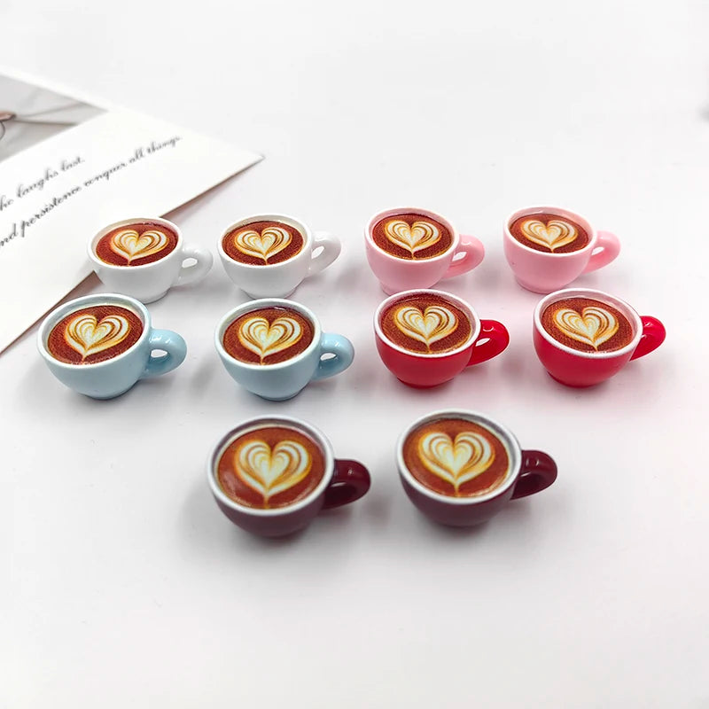 Kawaii Latte Coffee Cup Charms for DIY Jewelry Making