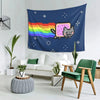 Nyan Cat Pixel Art Tapestry – Rainbow Cat Wall Hanging