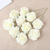 A collection of twenty white foam rose stems used for weddings and home decor.