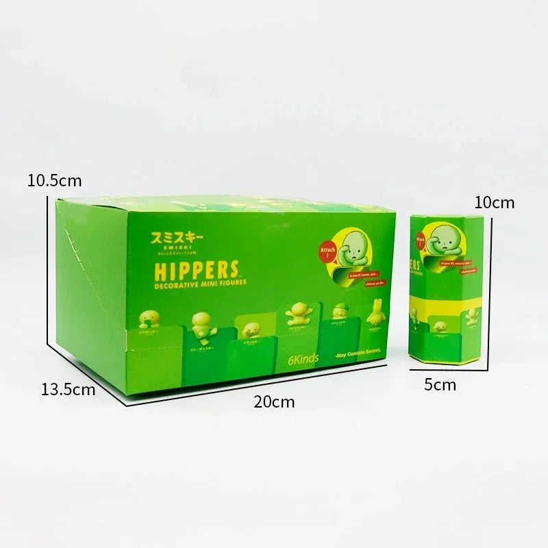 A box of Hippers decorative mini figures featuring glow-in-the-dark anime animals.