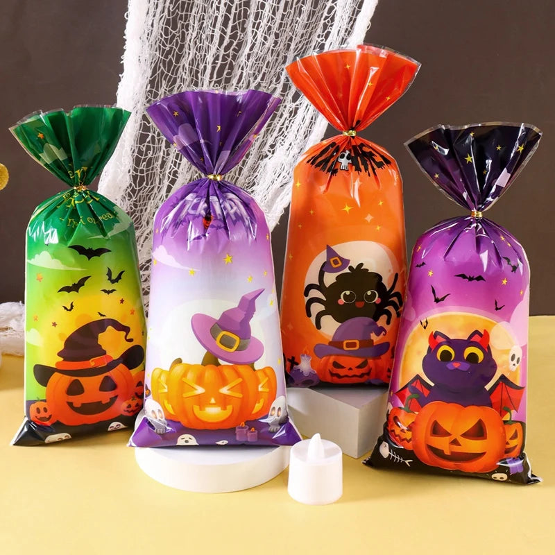 Halloween Pumpkin Candy Bags for Trick-or-Treat Party Favors