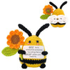 Handmade crochet bee plush with orange petals and fuzzy yellow body