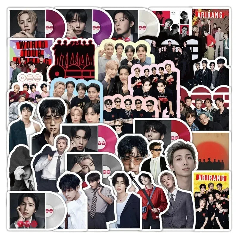 A collection of 51 pieces of BT21 Graffiti waterproof stickers featuring various members of the BTS group.