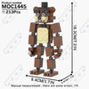 A brown building block model of a bear character, the MOC1445 set, shown standing upright.