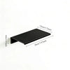 A black aluminum floating wall shelf with dimensions 20cm long, 12cm deep, and 4cm thick.