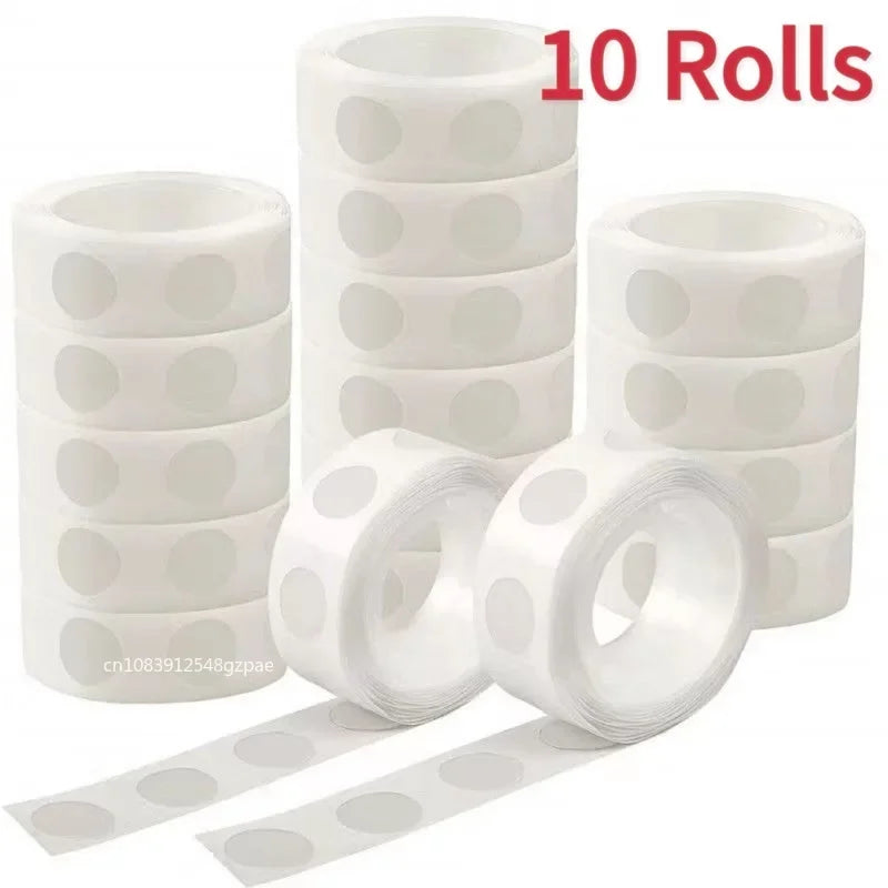 Diez rollos de pegatinas adhesivas blancas reutilizables en forma de puntos para decoración de globos