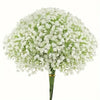 A bouquet of white baby's breath flowers on a green stem for weddings and home decor.