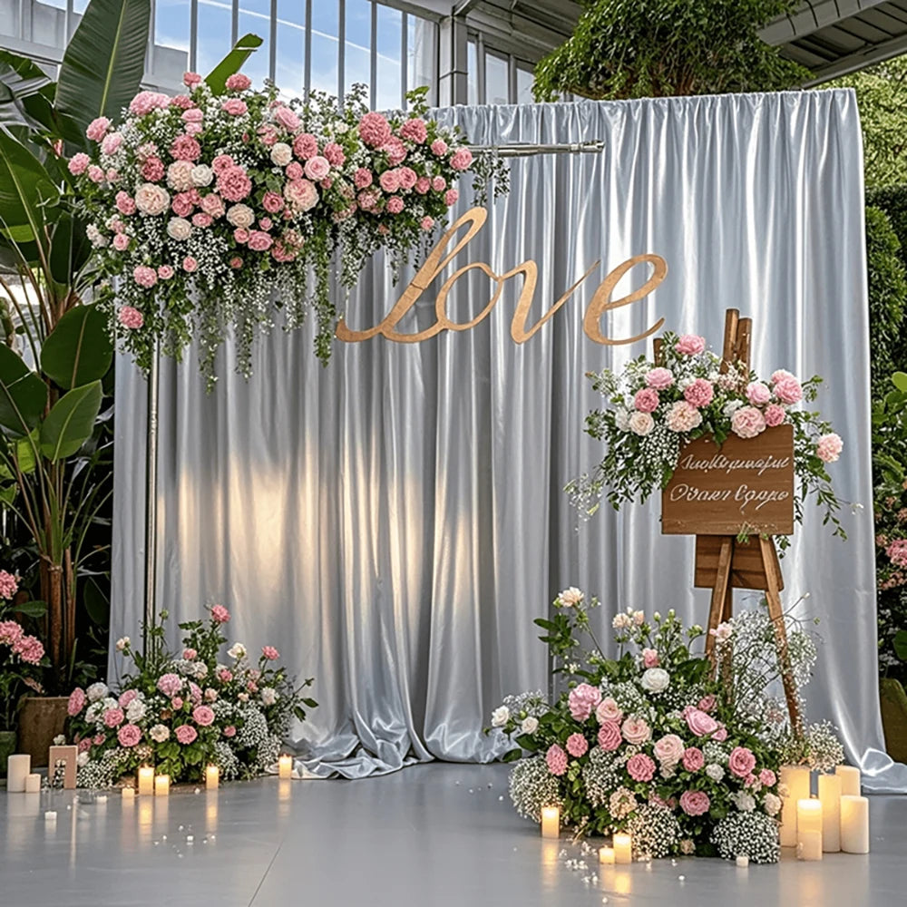 Elegant Satin Backdrop Curtain for Weddings and Events