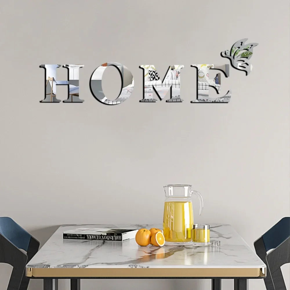 Acrylic Mirror Wall Stickers with Butterfly Design