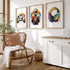 Three framed modern canvas wall art prints featuring headphones and a video game controller