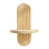 Wooden arc wall shelf set featuring a rustic floating design with parallel curved lines.