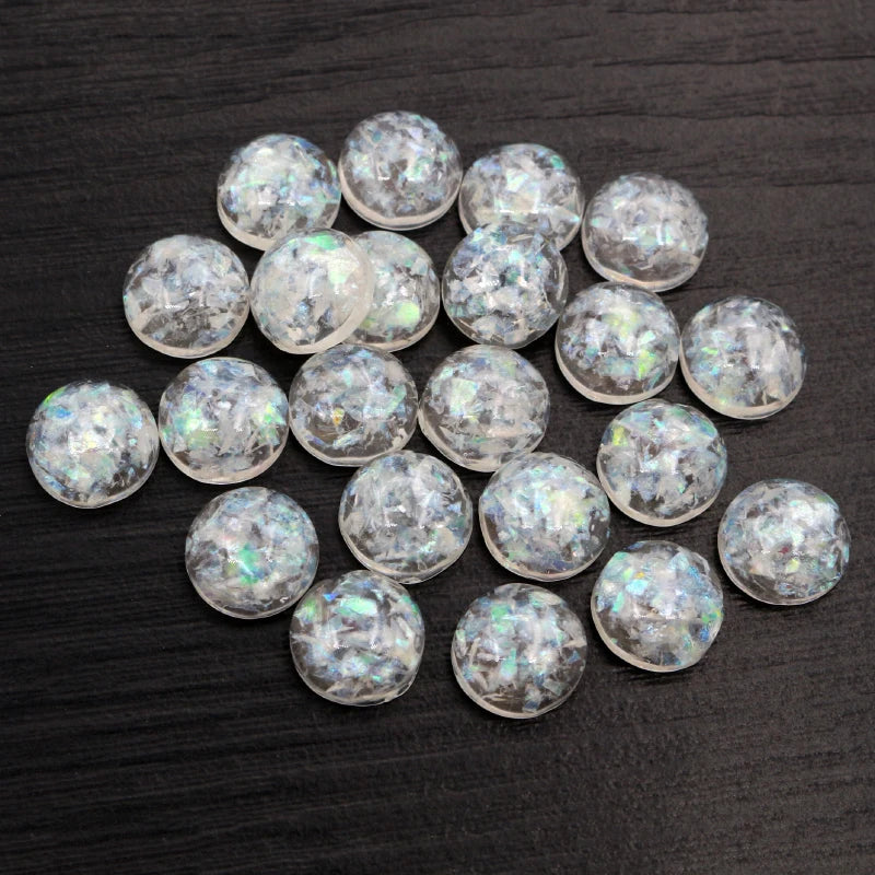 Mixed Color Resin Cabochons with Metal Foil Backing for Jewelry Making