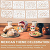 White Mexican fiesta cutout banner featuring skulls and decorative elements for celebration