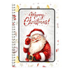 A festive illustration of Santa Claus with a white beard and red suit, surrounded by sparkling Christmas elements.