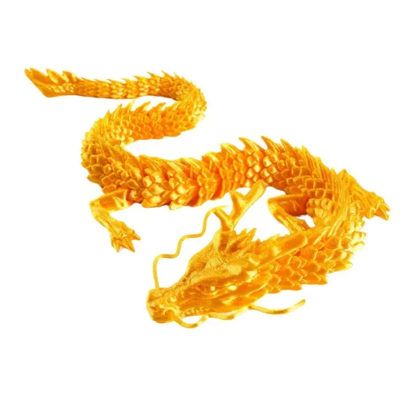 A detailed resin figurine of a conjoined dragon ornament with bright orange scales.