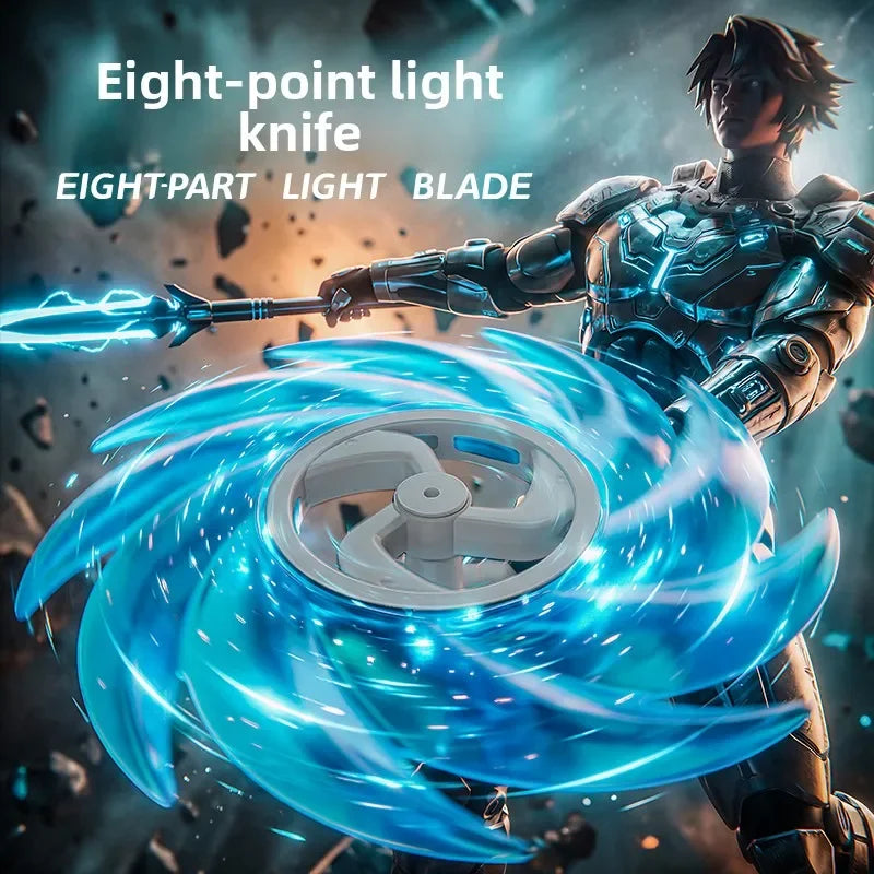 A male character wielding an Eight-point light knife with a bright blue energy blade in a dynamic pose.