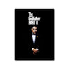 Black and white canvas wall art featuring a portrait of a man titled The Godfather Part II