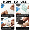 Instructions showing how to use a DIY acrylic fridge magnet set for decorating pictures