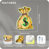 A yellow silicone neon dollar sign LED wall light with acrylic backing and hook holes.