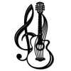 Elegant metal prayer cross wall art featuring a musical staff and guitar silhouette.