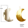 Gold moon acrylic wall mirror with a hanging loop, 30cm in size and weighing 60g.