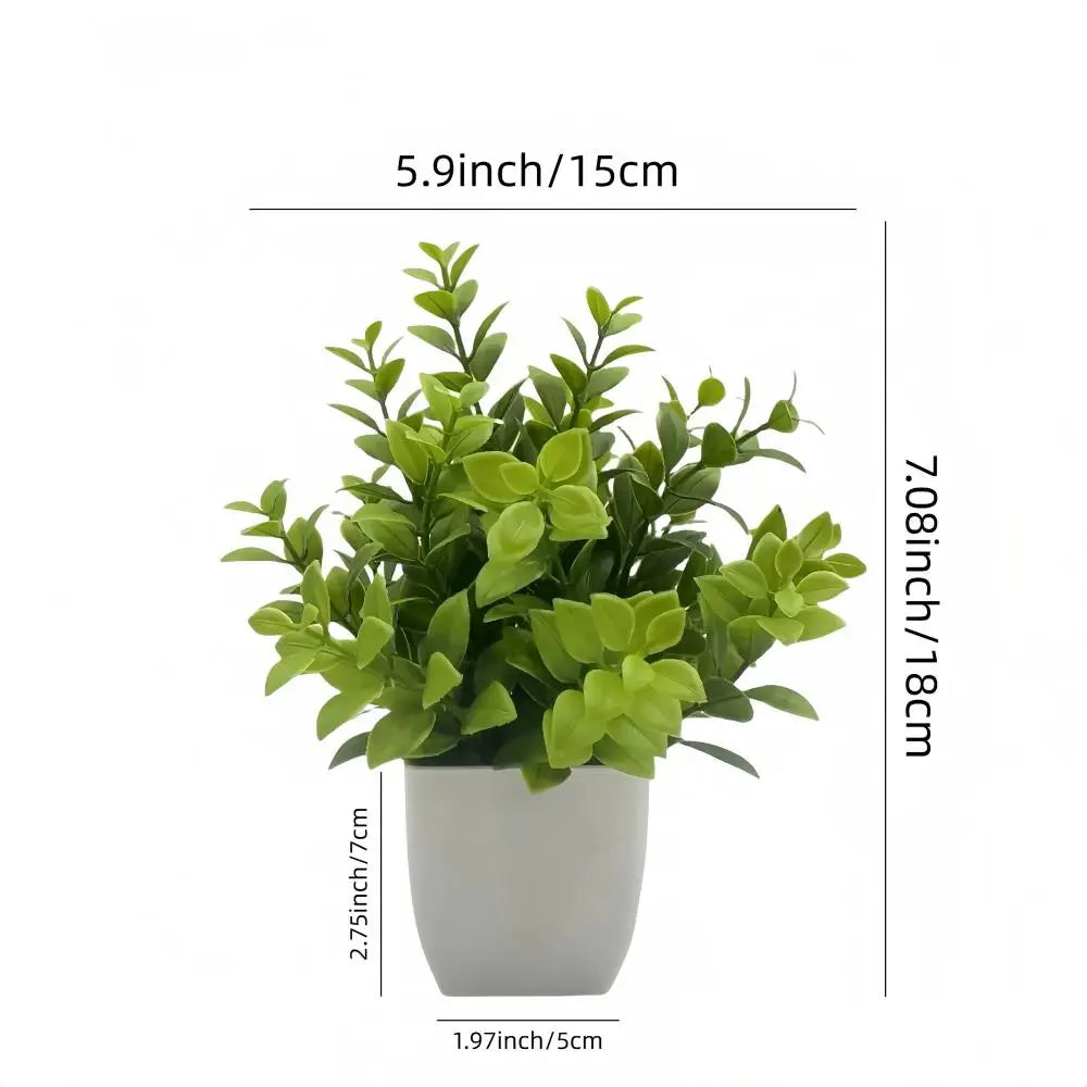 Mini Artificial Bonsai Plants Set for Shelf & Desk Decor