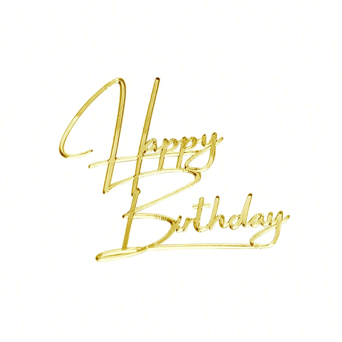 Gold acrylic happy birthday cake topper set script font