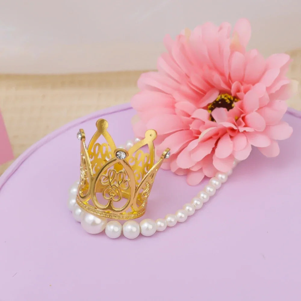 Mini Pearl Crown Cake Toppers for Weddings & Parties