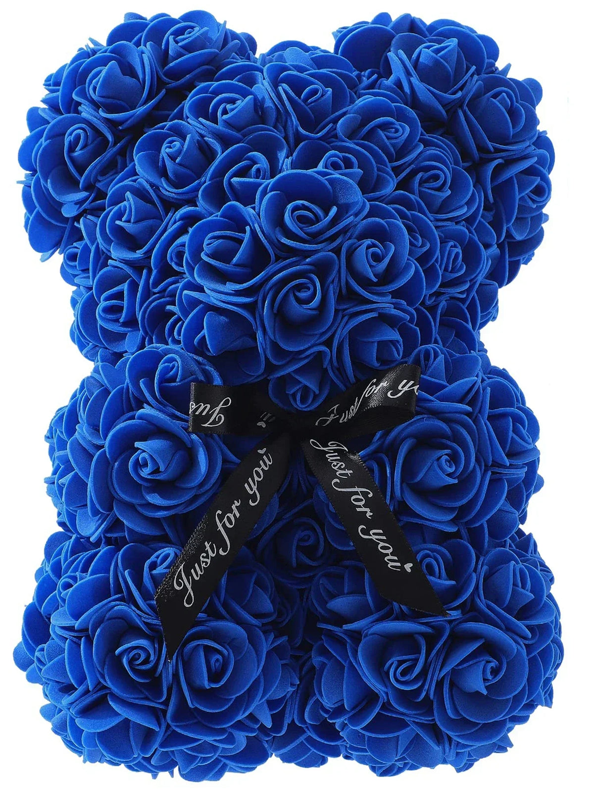 Flauschiger blauer künstlicher Rosen-Teddybär zur romantischen Dekoration