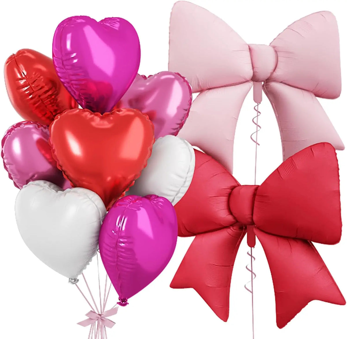 Pink Heart & Bow Balloon Set for Weddings and Showers