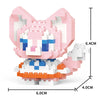 A pink and white animal model built from LEGO bricks, showing its size and detail.