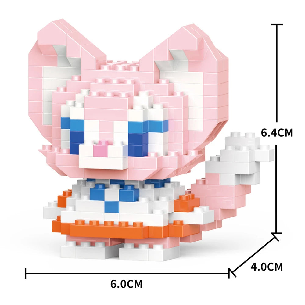 A pink and white animal model built from LEGO bricks, showing its size and detail.