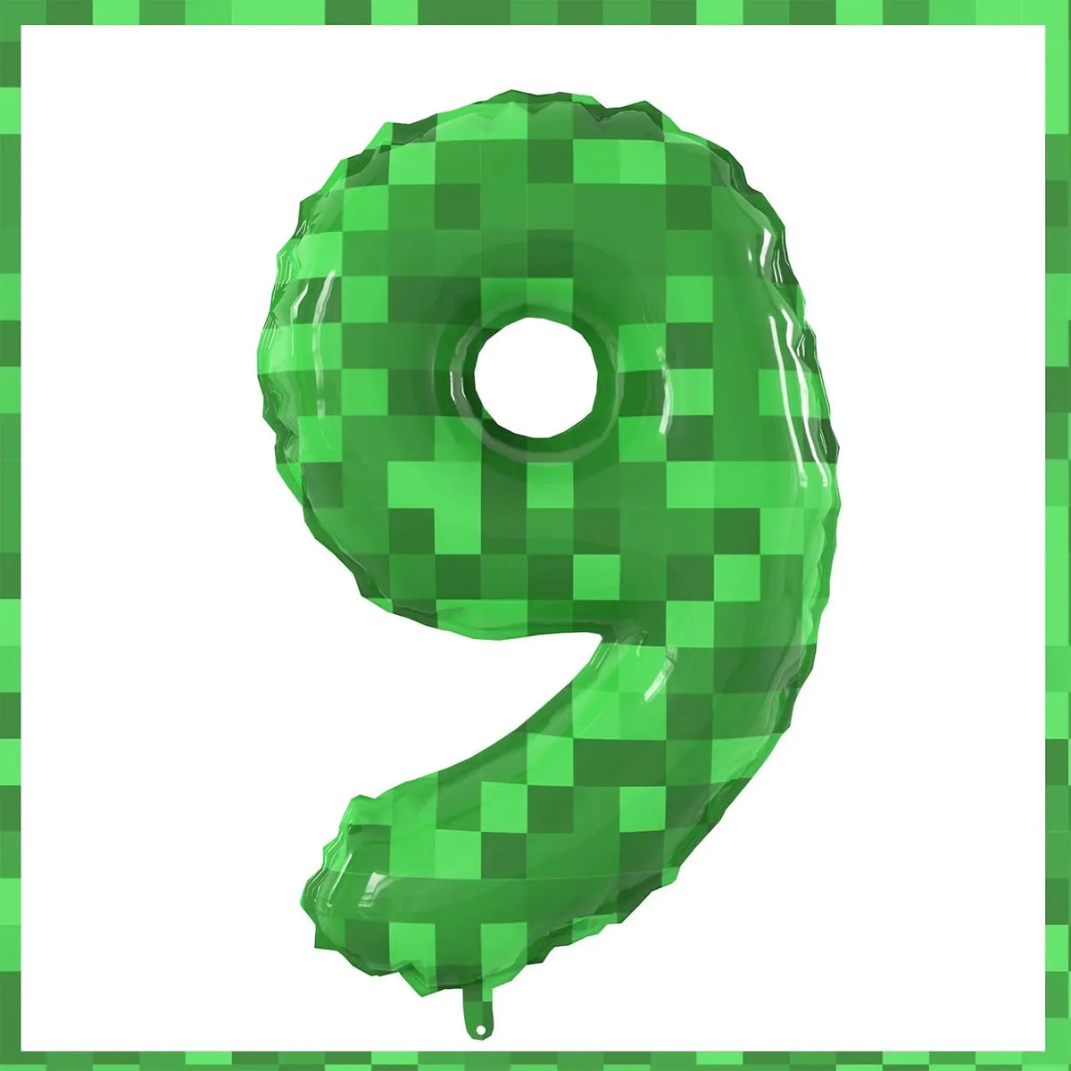 Giant Green Pixel Number Foil Balloon for Birthday Parties