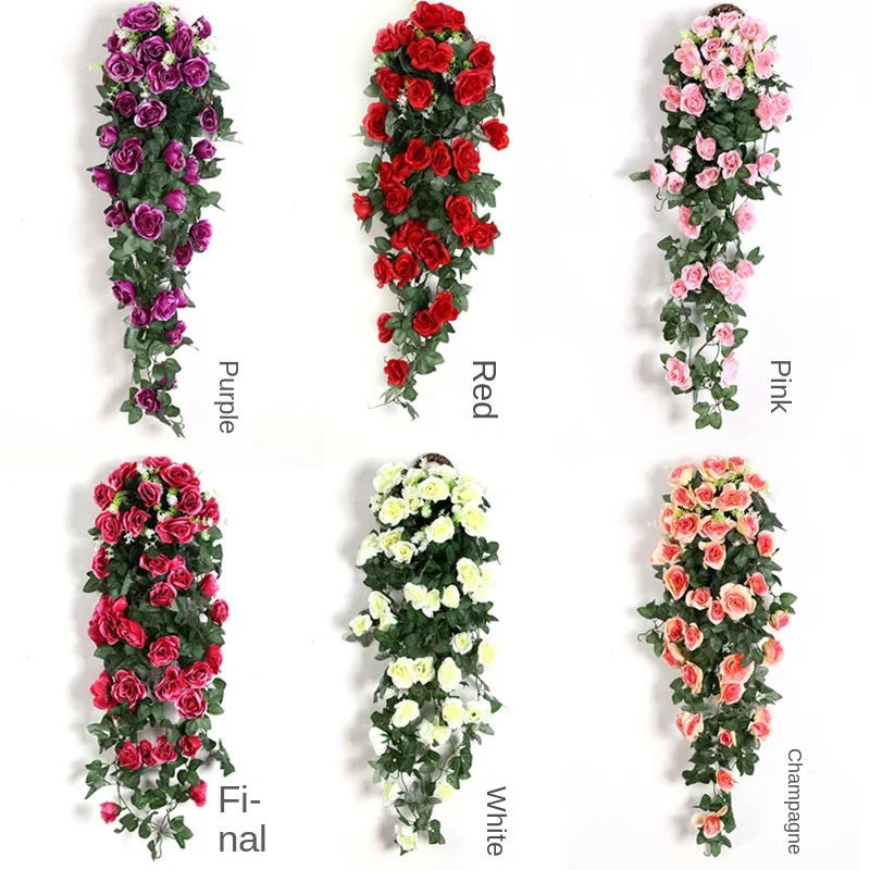 Silk Rose Hanging Vine - Faux Flower Garland for Home Décor