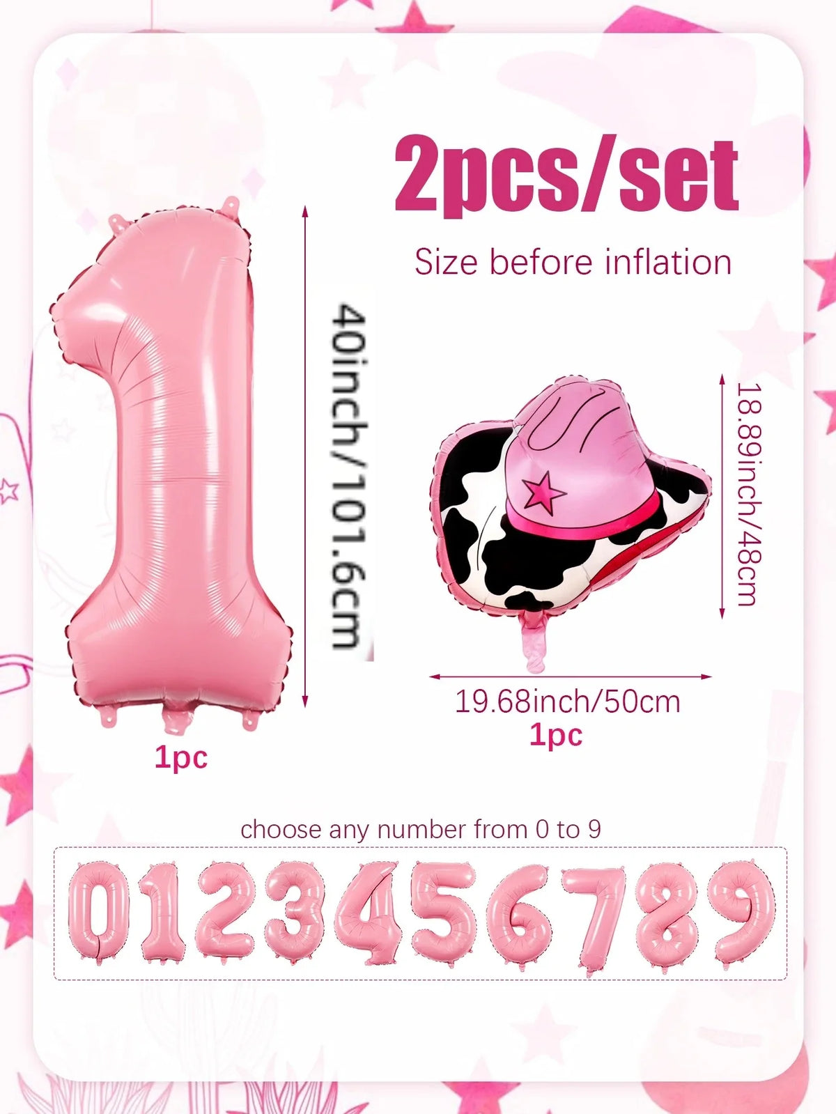 40-Inch Cowboy Cow Number Foil Balloon Set