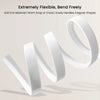 White self-adhesive EVA wall trim strips shown bending and curling to demonstrate flexibility