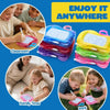 A set of twelve mini magnetic drawing boards in various colors is shown being used by children in a classroom and family sett