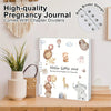 A spiral-bound pregnancy journal with chapter dividers and illustrations for baby memory keeping