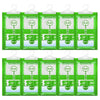 A pack of ten hanging moisture absorber bags in green, designed for closets and wardrobes.