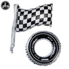 A black and white checkered race car number balloon for birthday party decorations