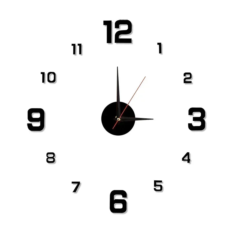 A white clock face with black numbers and hands showing a time, set against a white background.
