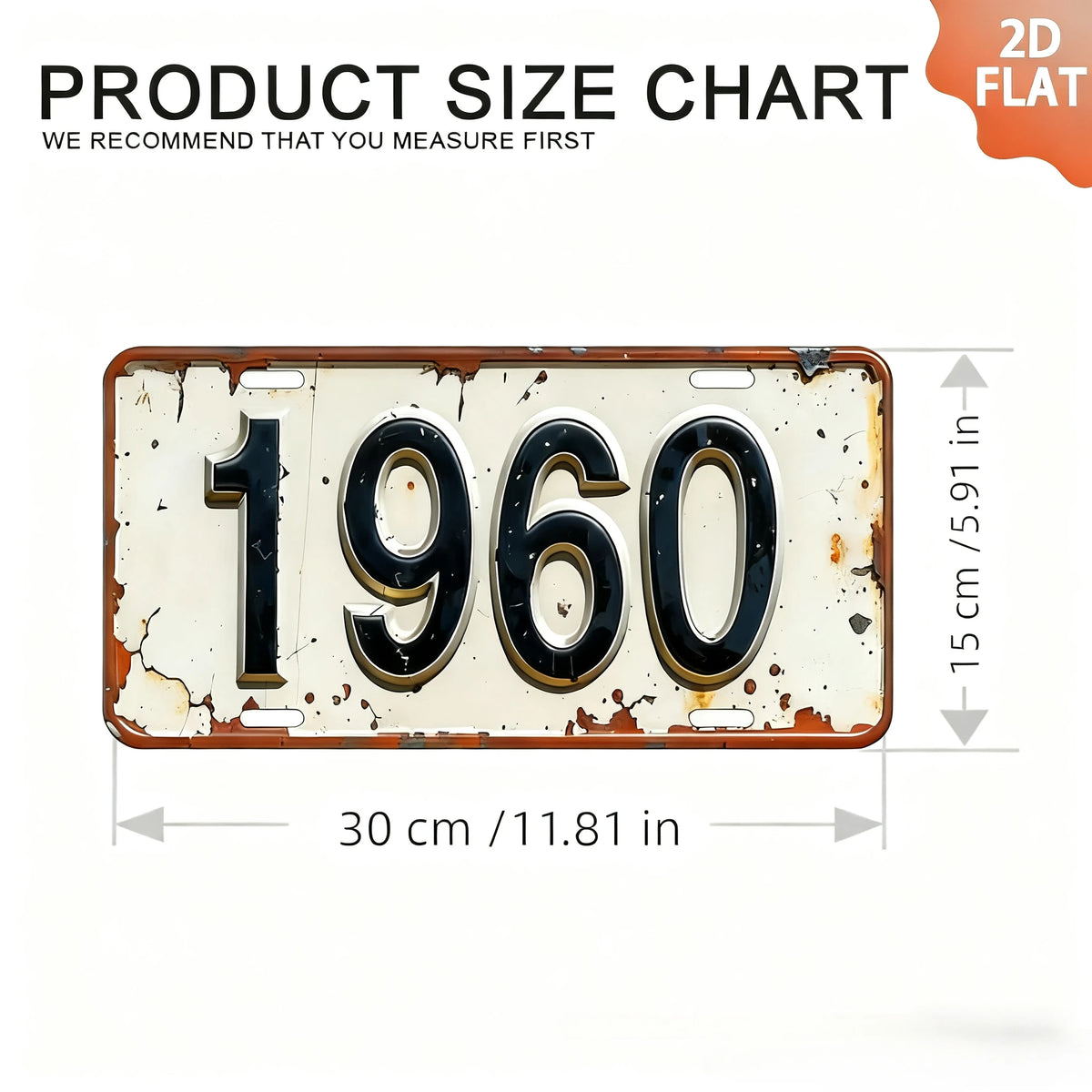 A vintage aluminum license plate with the year 1960 embossed on it, shown flat.