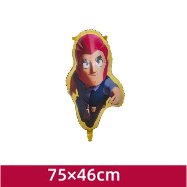 A vibrant acrylic cake topper featuring a character design with pink hair and blue clothing.