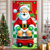 Merry Christmas Party Decoration Door Cover with Santa, Snowman & Reindeer Design