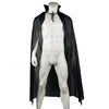 A mannequin displays a classic black hooded cape for Halloween and cosplay.