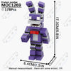 A purple Five Nights at Freddy's character model made of building blocks, shown standing upright.