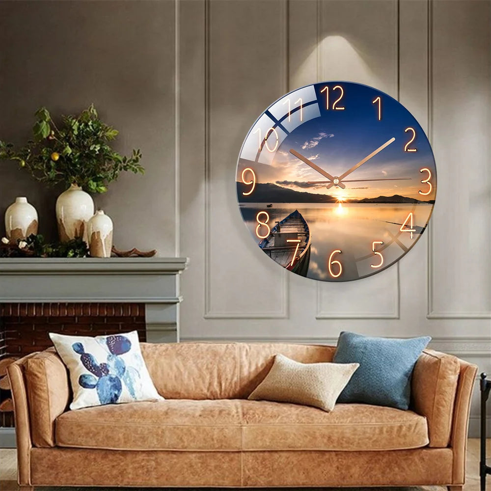 Modern Geometric Glass Wall Clock with Silent Quartz Movement