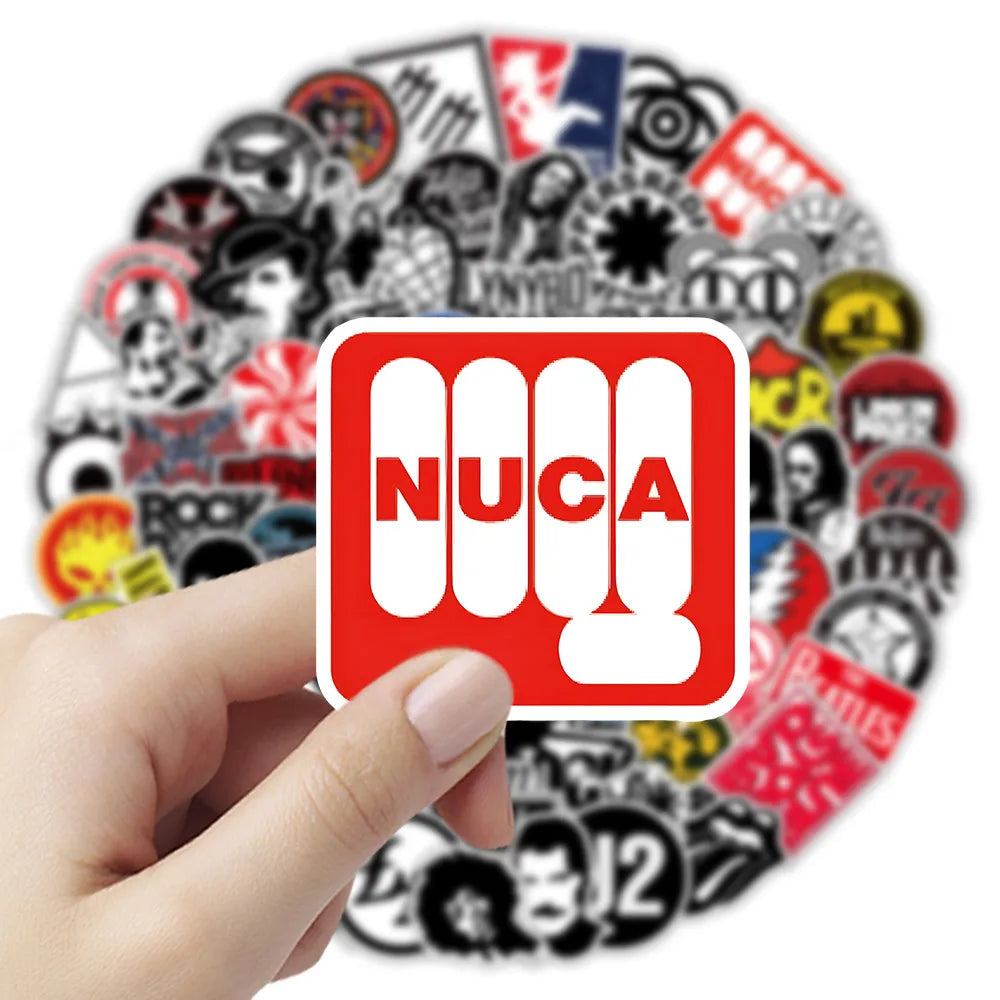 50 Piece Classic Rock & Punk Band Sticker Pack – Waterproof for Laptops, Phone Cases, and More